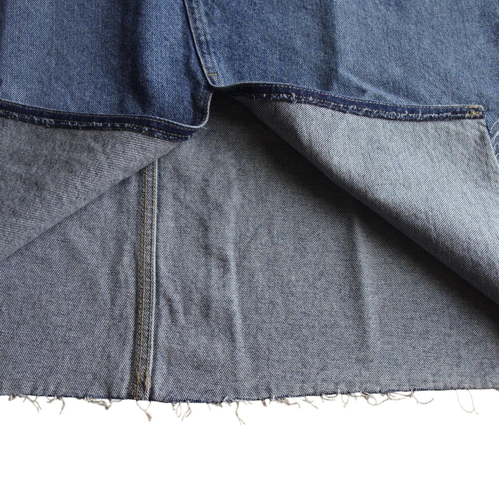 Lucky Brand Denim Midi Skirt Sz 16 Front Slit Raw Hem Like New - Picture 3 of 11